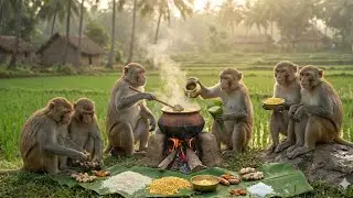 Bandaron Ne Milkar Jungle Mein Khichdi Banayi 🐒🐒🌿🍲🔥| The Monkeys Together Made Khichdi In The Forest
