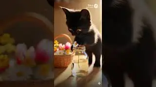 This Black Cat Runs Across a Flower Field &mdash; Picking Daisies, Putting Them in a Basket & Bringing The