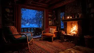 Howling Wind & Fireplace Sounds 🔥❄️ Cozy Cabin Night | Blizzard Ambience for Deep Sleep