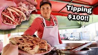 This Is How Mexican STREET TACOS Are Made || San Luis Potosí, México || Tipping $100 Dollars