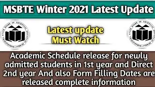 MSBTE Winter semester Latest Update Academic Schedule Release For 1st Year And Direct 2nd Year