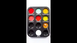 Color Recipes From Just Brilliant Red, Light Cyan, Medium Yellow & White? #colors #satisfying #asmr 