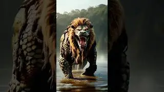 Fusion of Power: Crocodile and Lion Hybrid #animalanimation #animals #lion  #incredible #crocodile
