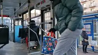 Krakow Poland Old Tram 49 Ride Rondo Mogilskie To Zablocie