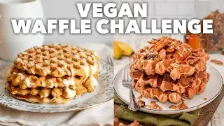 VEGAN WAFFLE CHALLENGE | One-Bowl Banana Oat Waffles vs. Pumpkin Spice