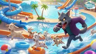 The Big Bad Wolf and the Seven Little Goats in the Water Park - Fairy Tales and Bedtime Story kids