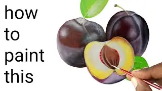 Realistic Plum Painting | Hyper-Realistic Fruit Art/oil painting/