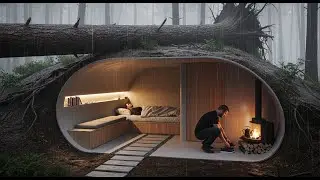 Building a Survival Shelter in the Forest During Heavy Rain (ASMR)   #undergroundshelter #asmr