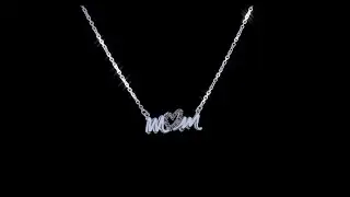 Rainbow Heart MOM Word Pendant Necklace for Mother.925 Sterling Silver