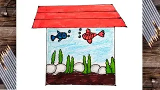 Fish Aquarium| how to draw an aquarium drawing easy| aquarium drawing for kids|
