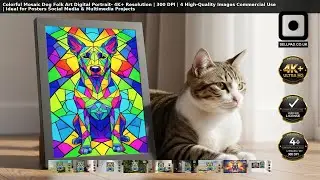 Colorful Mosaic Dog Folk Art Digital Portrait - Stunning Pet Mosaic #DogArt