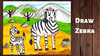 Zebra Drawing Easily Step By Step For Kids ll How To Draw Zebra Mother And Baby ll 7 September 2022