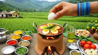 Miniature Cooking Indian Egg Curry ASMR 🔥 Tiny Kitchen Real Food / Desi Mini Cooking