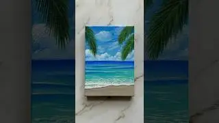 life&rsquo;s a beach 🌴🩵☁️🌊 #art #painting #seascape #artshorts #shorts