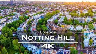 Flying Over Notting Hill London | Iconic Colors & Streets in 4K