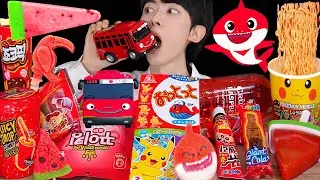 ASMR ICE CREAM DESSERT PARTY 편의점 레드 디저트 불닭 아이스크림 젤리 먹방 HONEY JELLY CANDY MUKBANG EATING SOUNDS 咀嚼音