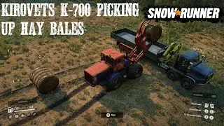 Kirovets K-700 Manipulator Crane Picking Up Hay Bales New Snowrunner Phase 8 Gameplay