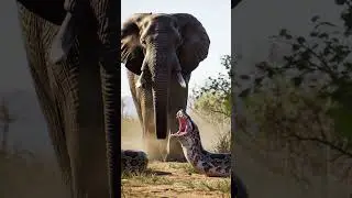 Giant Elephant vs Massive Python | Epic AI Wildlife Battle #aigenerated