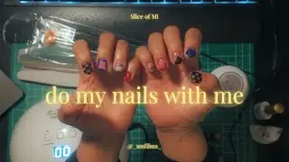 do my nails with me 💅🏽| first time doing 3D nail art, lofi music, relaxing, short nails design
