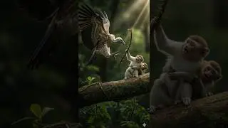 Monkey vs Giant Bird Attack #viralvideo #wildlife #trending #shorts #shortvideo #youtubeshorts