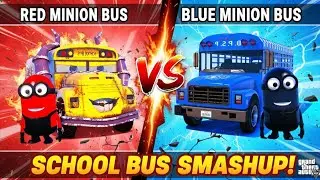 ​🚌 Minion School Bus VS Scary Blue Bus | Epic Crash Battle!