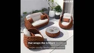 4 Pieces Woven Rope Outdoor Sofa Set with Fa 1