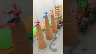 Toy Tractor Ne Superheroes Ko Giraya 😱 | Sand Tower Challenge | #ShortsVideoTrending #ytshorts