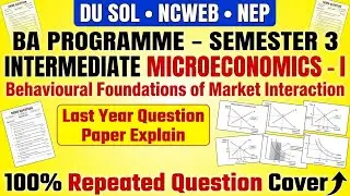 Intermediate Microeconomics 1 Behavioural Foundations Of Market Interaction BA Programme Semester 3 