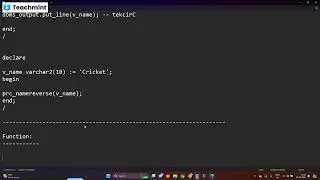 Oracle PLSQL Stored Procedure and Function