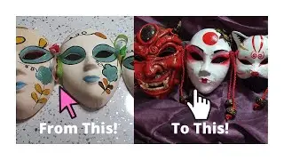 Polymer clay tutorial, How I made old masks into cool kabuki masks