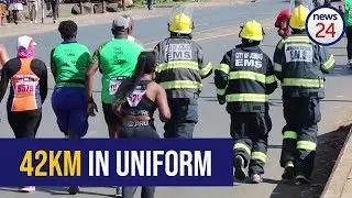 WATCH: Firefighters run Soweto Marathon in 18kg of gear in honour of fallen