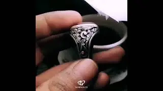 Very Luxury Hand Engraved Silver 925 Ring With Red Yemeni Agate