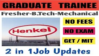 Henkel Recruitment !FRESHER Mechanical job !Passout 2019-2020 ! Automobile job !Pune job