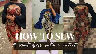 How to cut and sew a fitted dress with keyhole neckline and flare sleeves