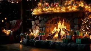 Cozy Christmas Fireplace 4K with Crackling Logs in a Rustic Home Ambience for Stress and Insomnia