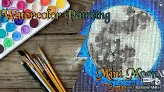 Watercolor and Ink painting of a Mini moon ~ Timelapse