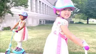 Angelica is Riding Disney Frozen 3-Wheel Ride on Electric Bubble Scooter by Huffy