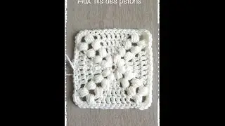 Explications pas à pas du carré granny motif croix au point puff