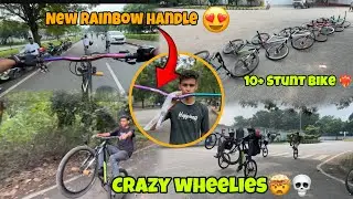 New rainbow handlebaar for my bike😍|Sunday stunt practice day crazy stunts🤯Crazy reactio #stuntvlog 