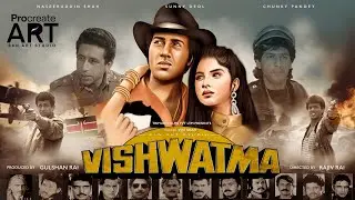 VISHWATAMA HD, Sunny Deol, Divya Bharti, Bollywood Movie Poster Art, Procreate
