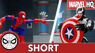 Spidey & Cap Nab Shield-Stealing Venom! | Hasbro Marvel Bend and Flex 