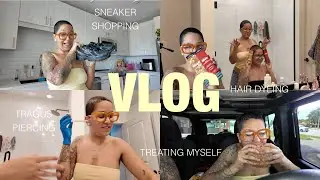 VLOG♡ Sneaker shopping, piercing my tragus at home, dyeing buzzcut copper and more
