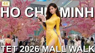 Ho Chi Minh City Mall Walk 🇻🇳 | Tet Decorations at Crescent Mall (4K)