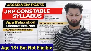 JKP Constable Syllabus 2026 - JKSSB Constable Age Relaxation? JK Police Constable Jobs 2026 🔥
