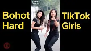 tiktok girls bahut hard - two girsl lipsink to emiway bantai bahu hard rap song in black dress