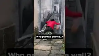 Painted wall prank on cyclist #shorts