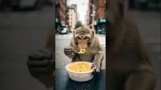 Monkey Mac & cheese asmr #monkey #animals