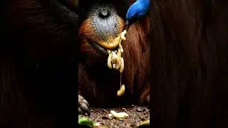 Tiny Bluebird, Big Help 🐦💪🦧#WildNature #OrangutanLife #AnimalBond #Shorts