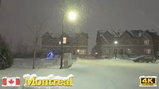 Under a Snowfall Warning ❄️ | Relaxing Night Walk in Montreal, Canada [No Edit]