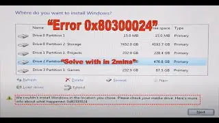How to fix Error 0x80300024 when Installing Windows 11 or 10 | 2023 | Hindi